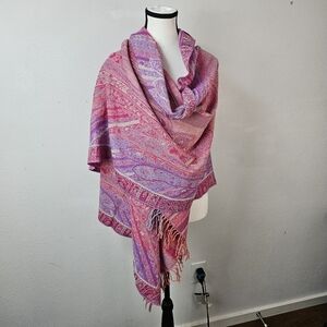 Rapti Fashion Cashmere Wool Pink and Purple Shawl Scarf